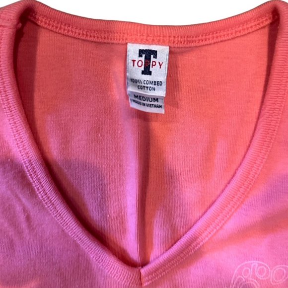 Toppy V-Neck Shirt for Girls Pink Medium Like New Condition - Picture 3 of 7